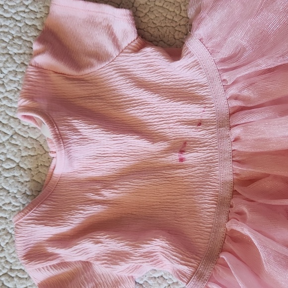 H&M Powder Pink Ballet Toole Textured Keyhole Back Short Sleeve Fairycore Dress - Picture 2 of 7